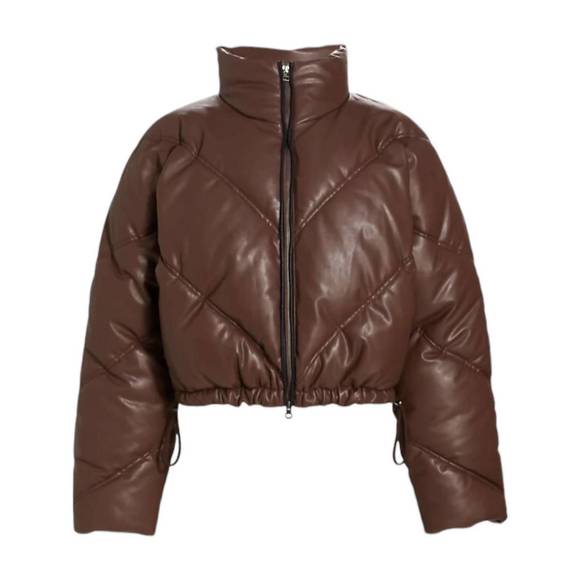 NEW A.L.C. women's morrison puffer coat jacket in brown - Picture 4 of 4